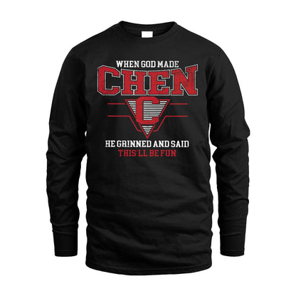 When God Made Your Name He Grinned And Said This'll Be Fun Baseball Shirt CHEN M1-29