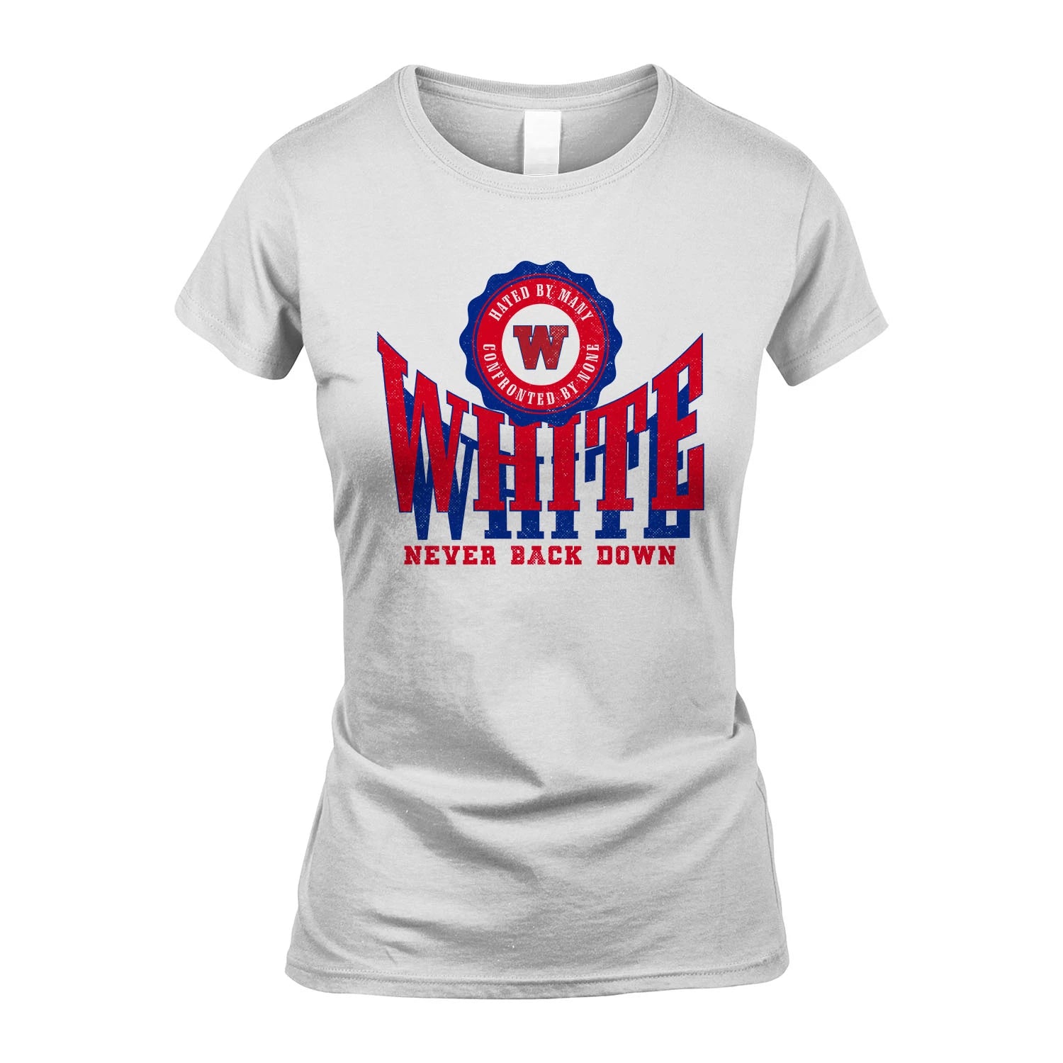 Your Name Never Back Down Shirt WHITE M1-33