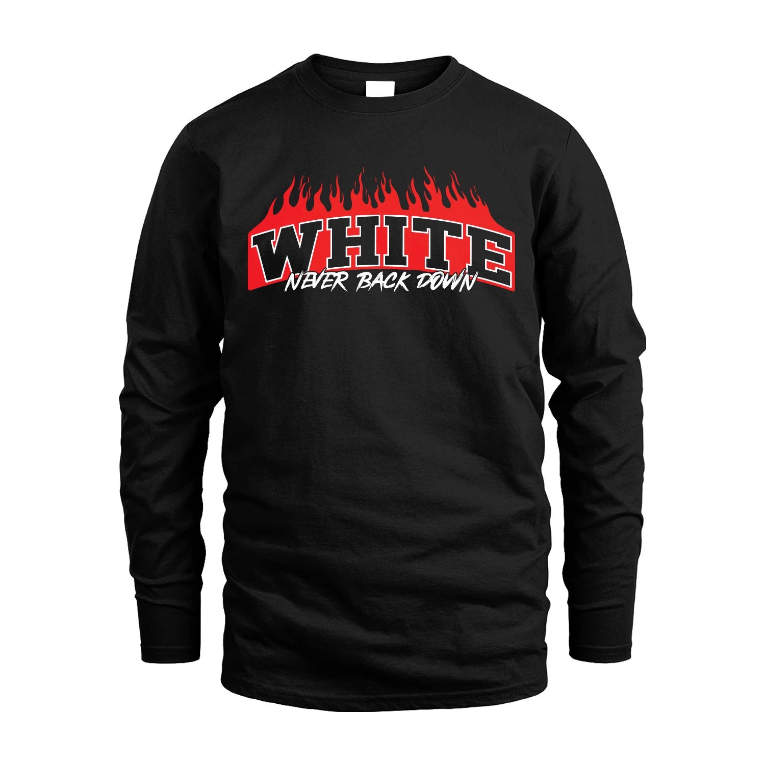 Never Back Down Your Name With Fire Shirt WHITE M1-37