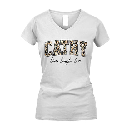 Live Laugh Love Custom Name With Leopard Pattern Shirt CATHY M1-13