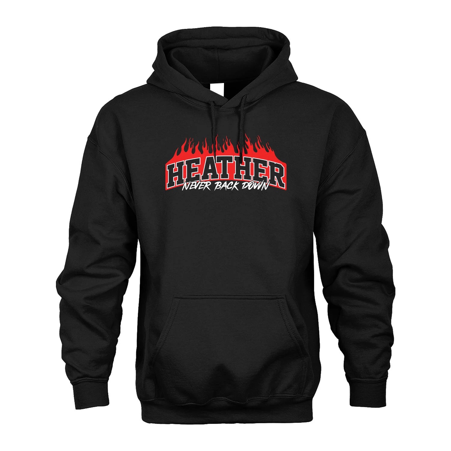 Never Back Down Your Name With Fire Shirt HEATHER M1-37