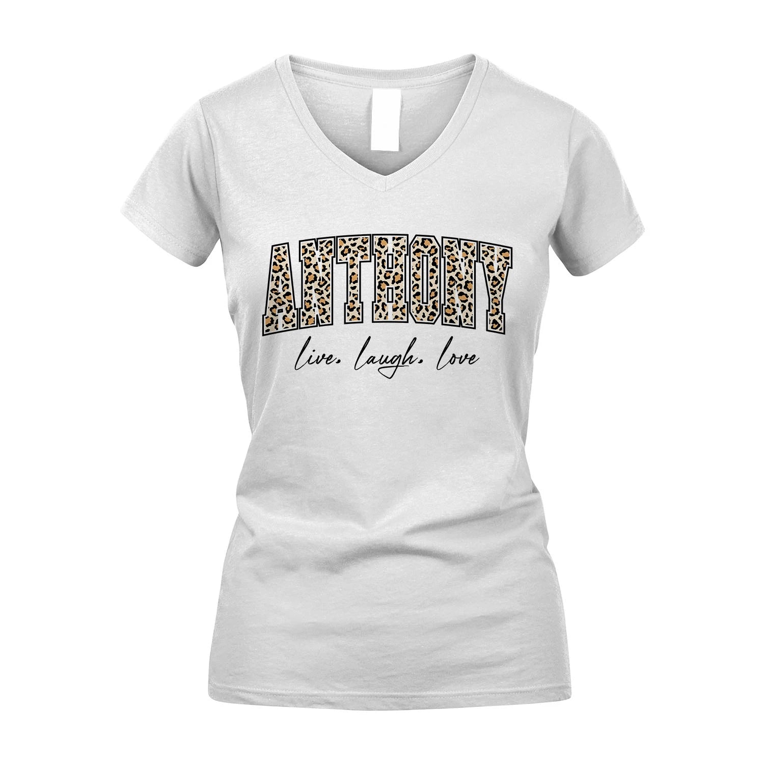 Live Laugh Love Custom Name With Leopard Pattern Shirt ANTHONY M1-13