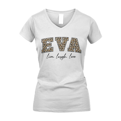 Live Laugh Love Custom Name With Leopard Pattern Shirt EVA M1-13