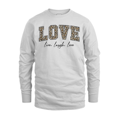 Live Laugh Love Custom Name With Leopard Pattern Shirt LOVE M1-13