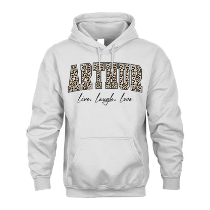 Live Laugh Love Custom Name With Leopard Pattern Shirt ARTHUR M1-13