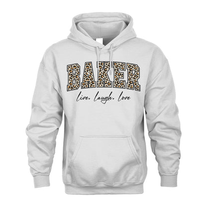 Live Laugh Love Custom Name With Leopard Pattern Shirt BAKER M1-13