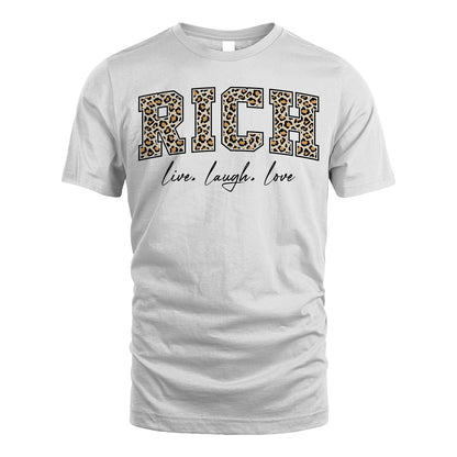 Live Laugh Love Custom Name With Leopard Pattern Shirt RICH M1-13