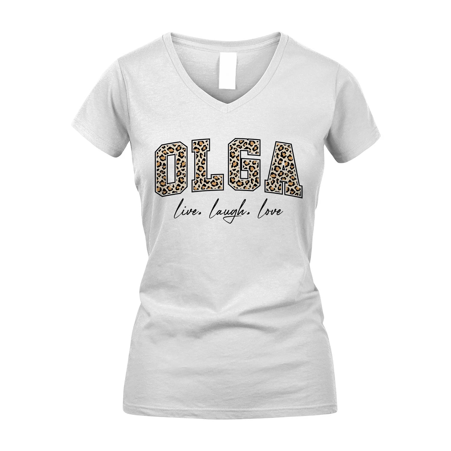 Live Laugh Love Custom Name With Leopard Pattern Shirt OLGA M1-13