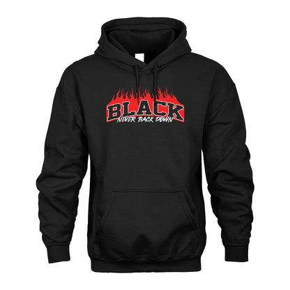 Never Back Down Your Name With Fire Shirt BLACK M1-37