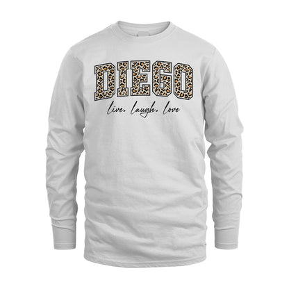 Live Laugh Love Custom Name With Leopard Pattern Shirt DIEGO M1-13