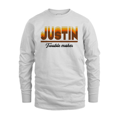 Your Name Trouble Maker Funny Shirt JUSTIN M1-34