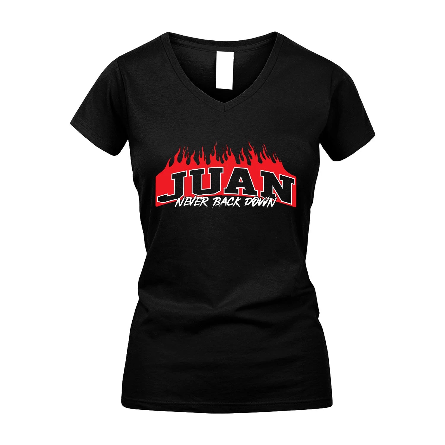 Never Back Down Your Name With Fire Shirt JUAN M1-37