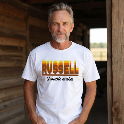 Your Name Trouble Maker Funny Shirt RUSSELL M1-34