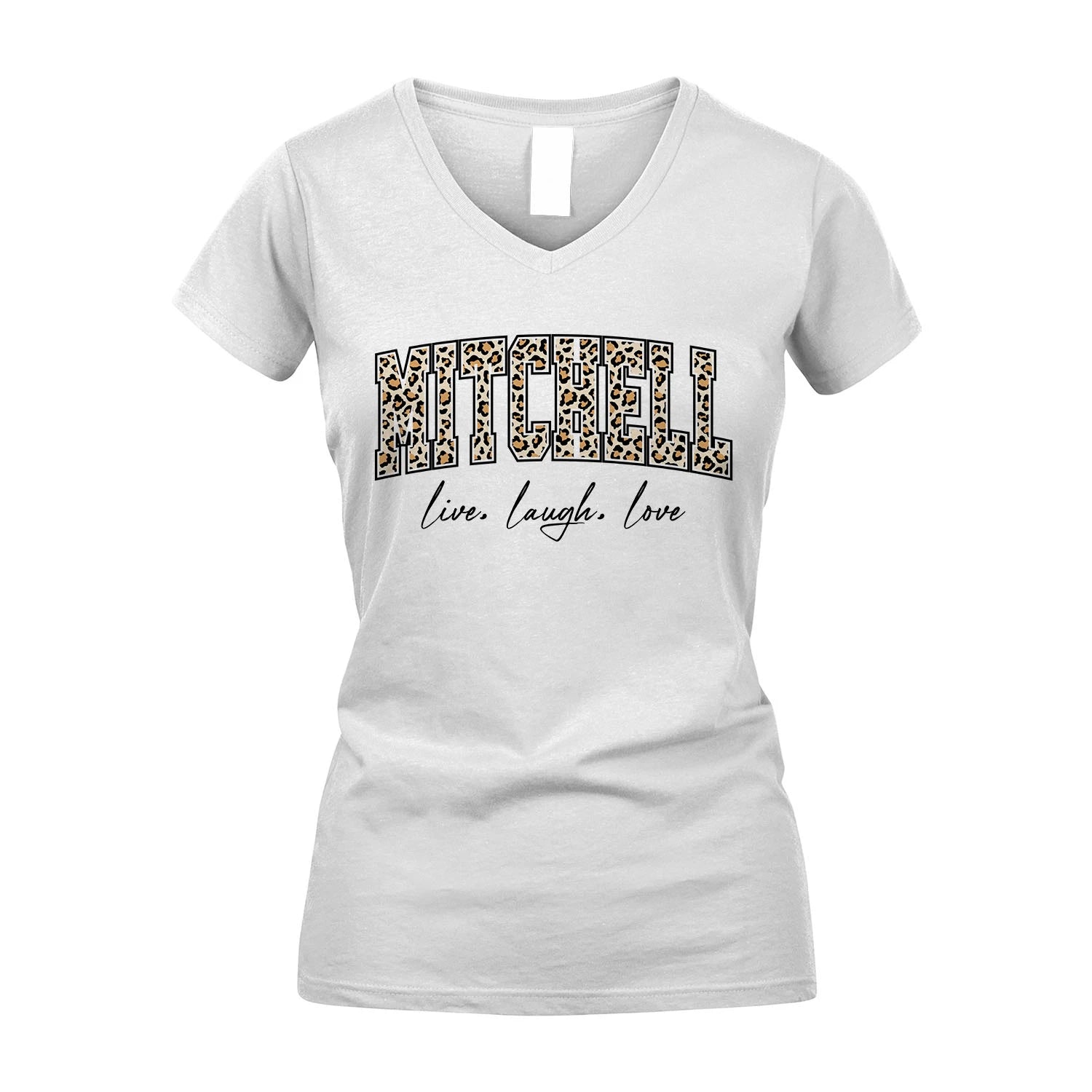 Live Laugh Love Custom Name With Leopard Pattern Shirt MITCHELL M1-13