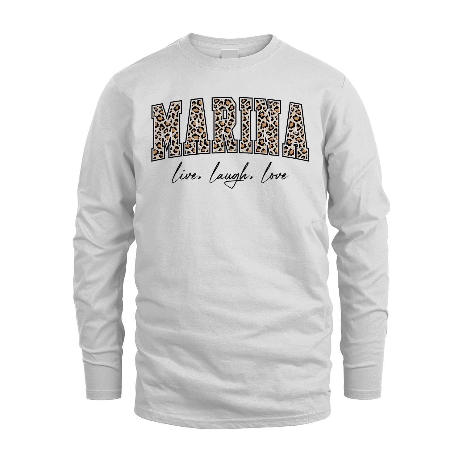 Live Laugh Love Custom Name With Leopard Pattern Shirt MARINA M1-13