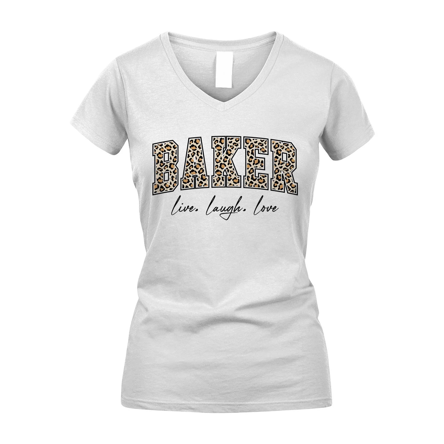 Live Laugh Love Custom Name With Leopard Pattern Shirt BAKER M1-13
