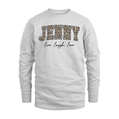 Live Laugh Love Custom Name With Leopard Pattern Shirt JENNY M1-13