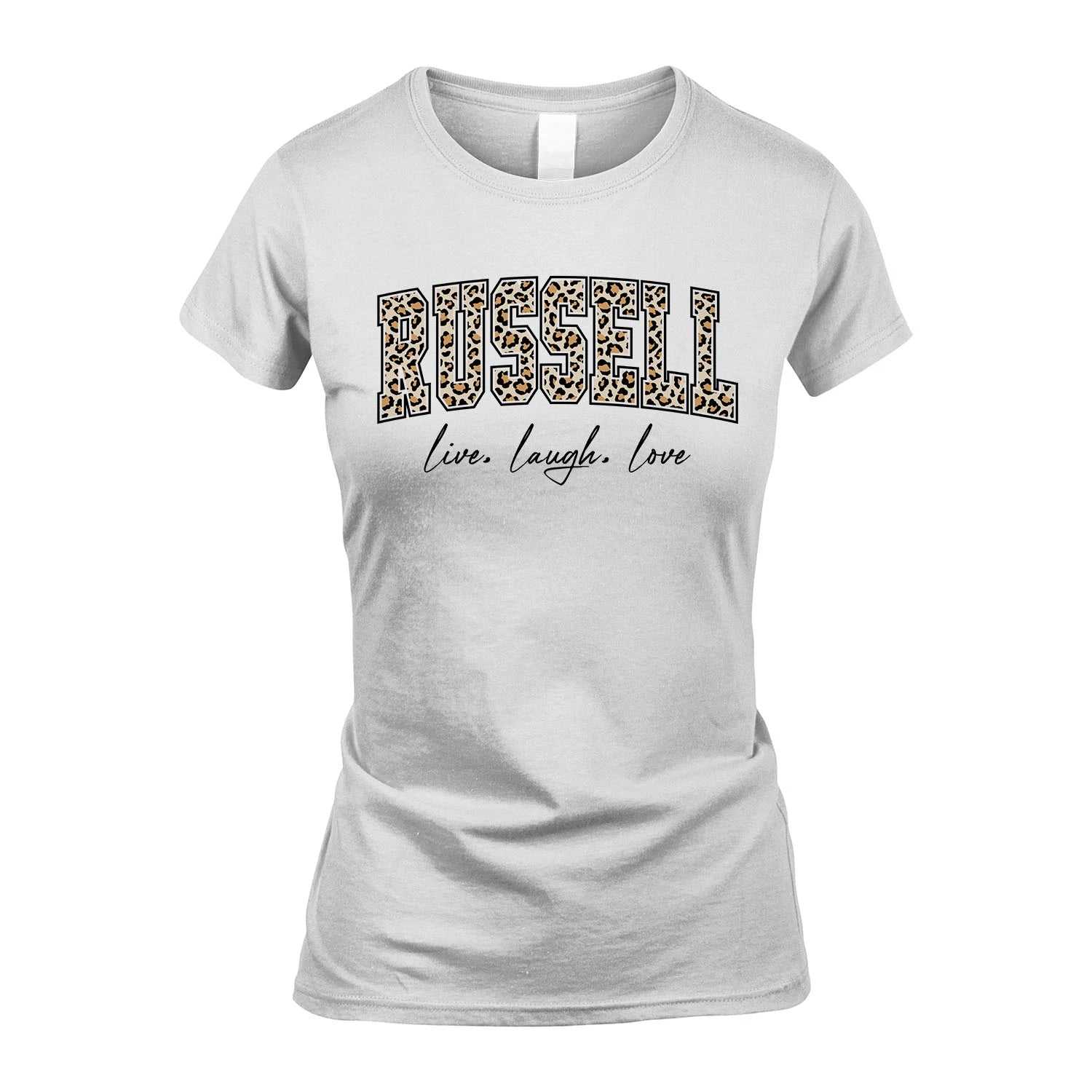 Live Laugh Love Custom Name With Leopard Pattern Shirt RUSSELL M1-13