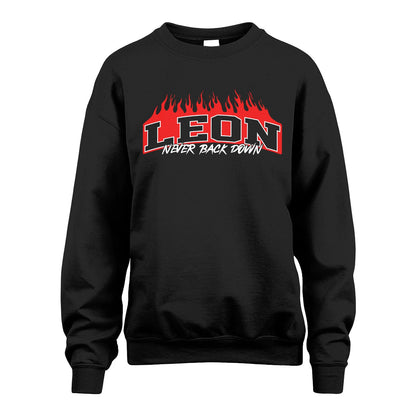 Never Back Down Your Name With Fire Shirt LEON M1-37