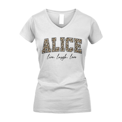 Live Laugh Love Custom Name With Leopard Pattern Shirt ALICE M1-13