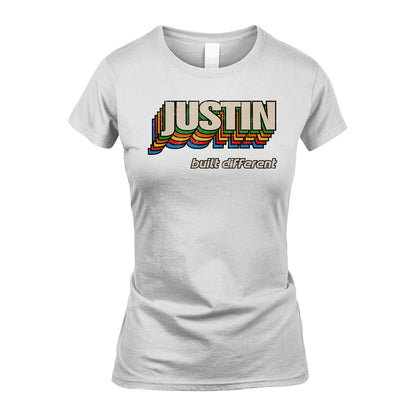 Your Name Built Different Retro Shirt JUSTIN M1-26