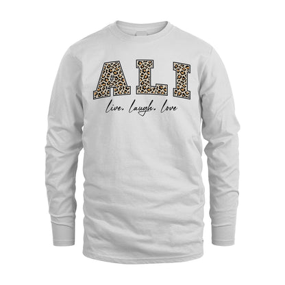 Live Laugh Love Custom Name With Leopard Pattern Shirt ALI M1-13