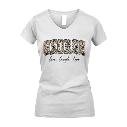 Live Laugh Love Custom Name With Leopard Pattern Shirt GEORGE M1-13