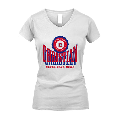 Your Name Never Back Down Shirt CHRISTIAN M1-33