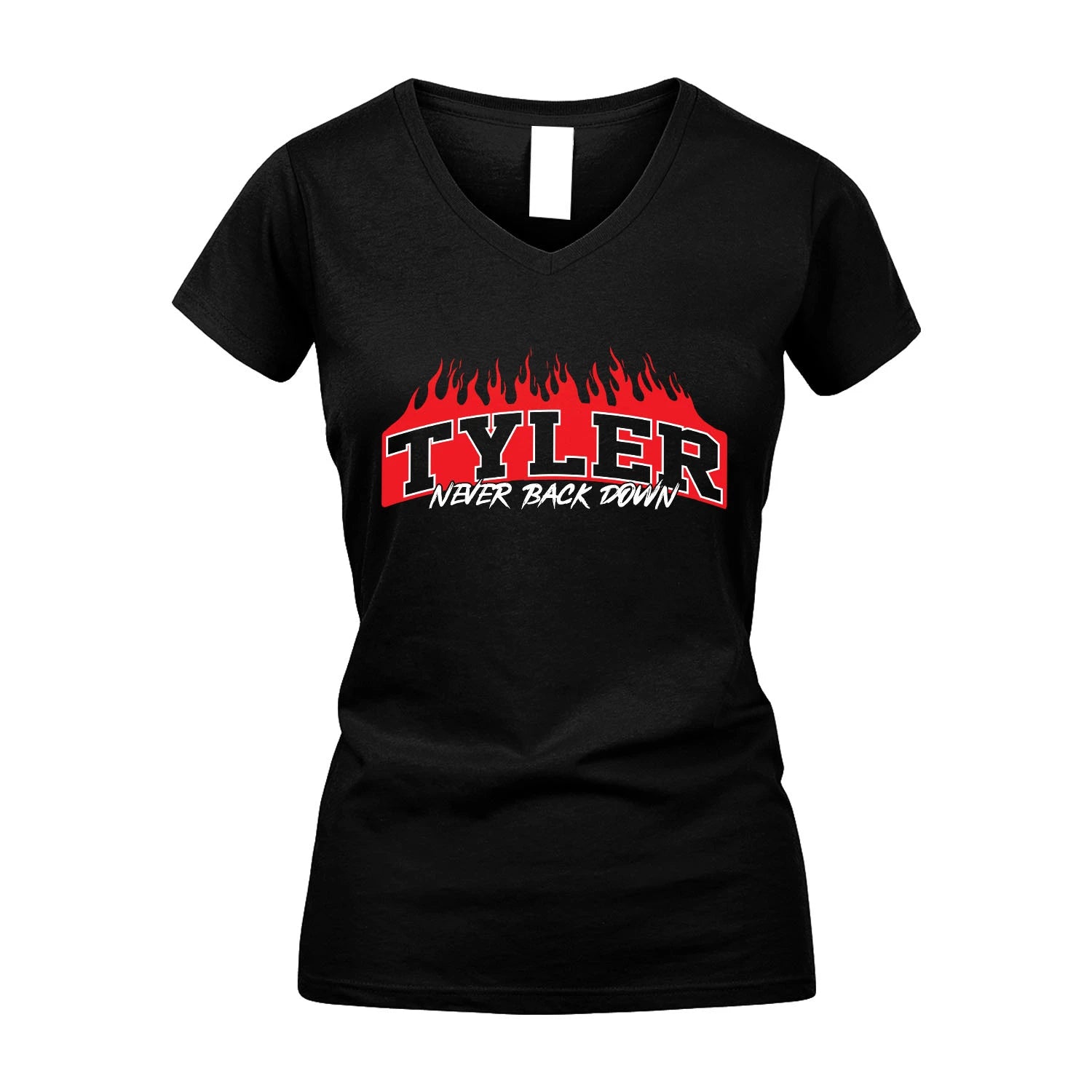 Never Back Down Your Name With Fire Shirt TYLER M1-37