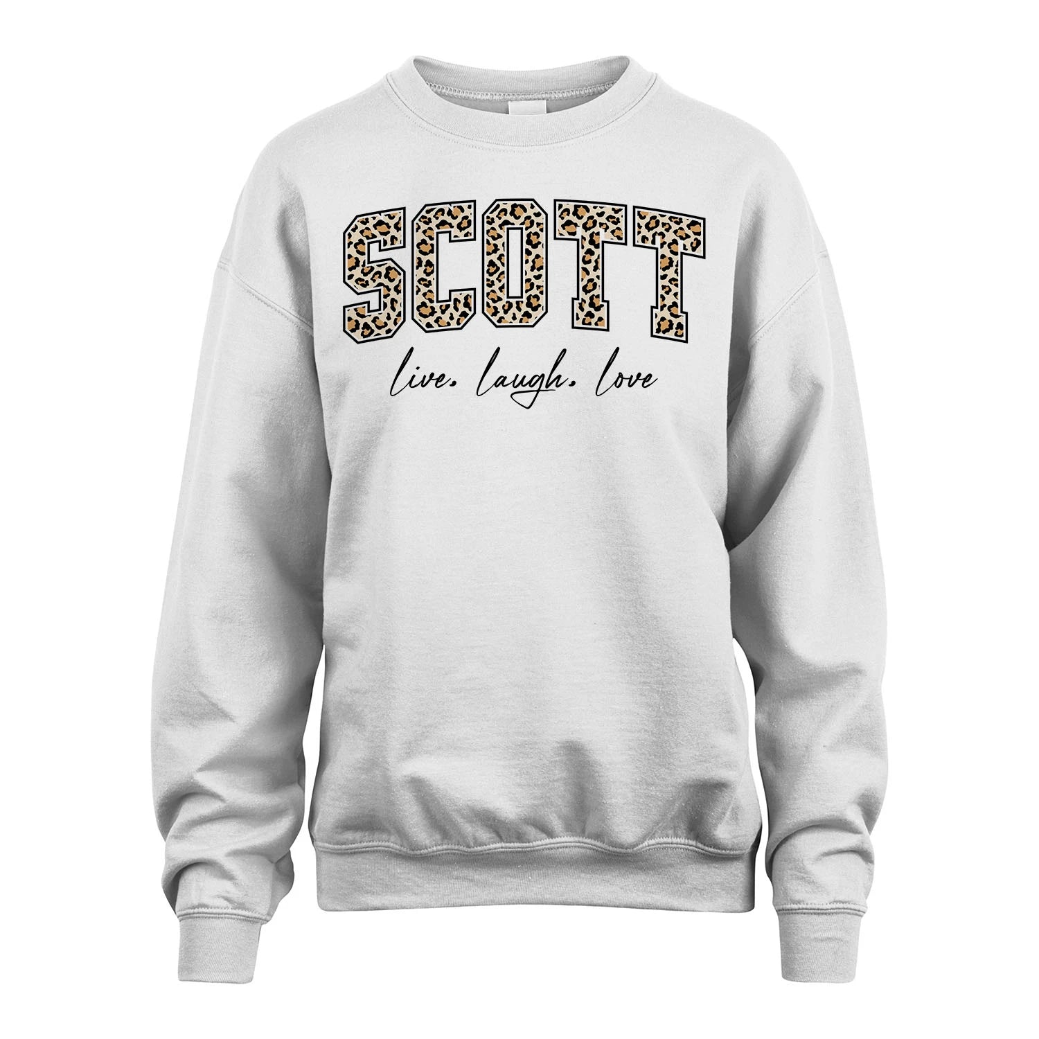 Live Laugh Love Custom Name With Leopard Pattern Shirt SCOTT M1-13