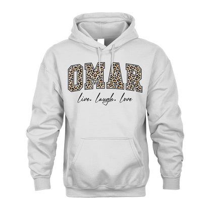 Live Laugh Love Custom Name With Leopard Pattern Shirt OMAR M1-13