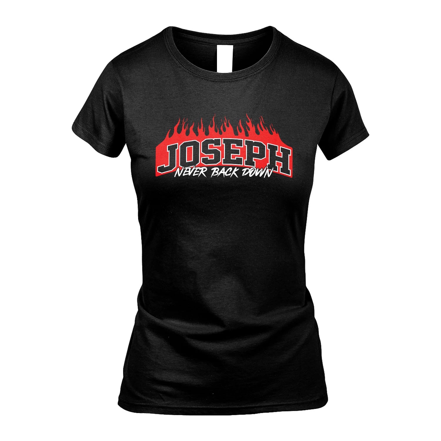Never Back Down Your Name With Fire Shirt JOSEPH M1-37