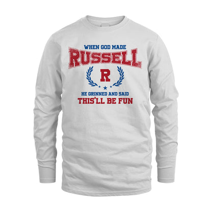 When God Made He Grinned And Said This'll Be Fun Shirt RUSSELL M1-12
