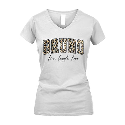 Live Laugh Love Custom Name With Leopard Pattern Shirt BRUNO M1-13