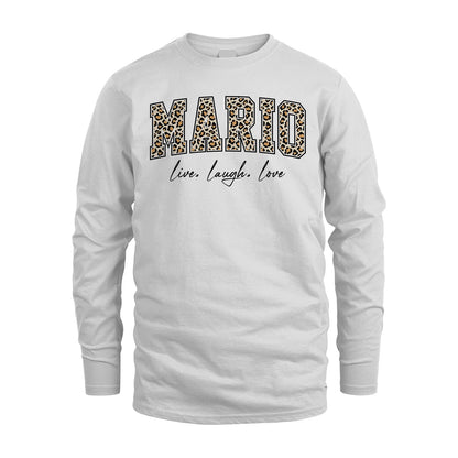 Live Laugh Love Custom Name With Leopard Pattern Shirt MARIO M1-13