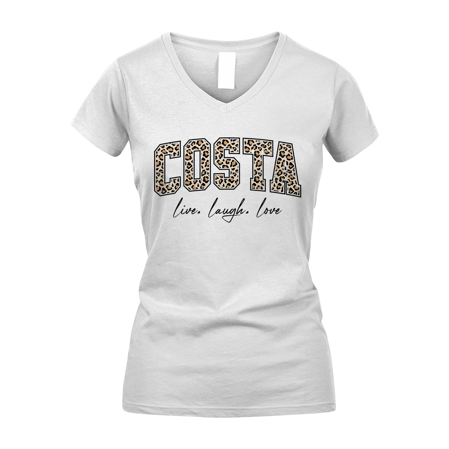 Live Laugh Love Custom Name With Leopard Pattern Shirt COSTA M1-13