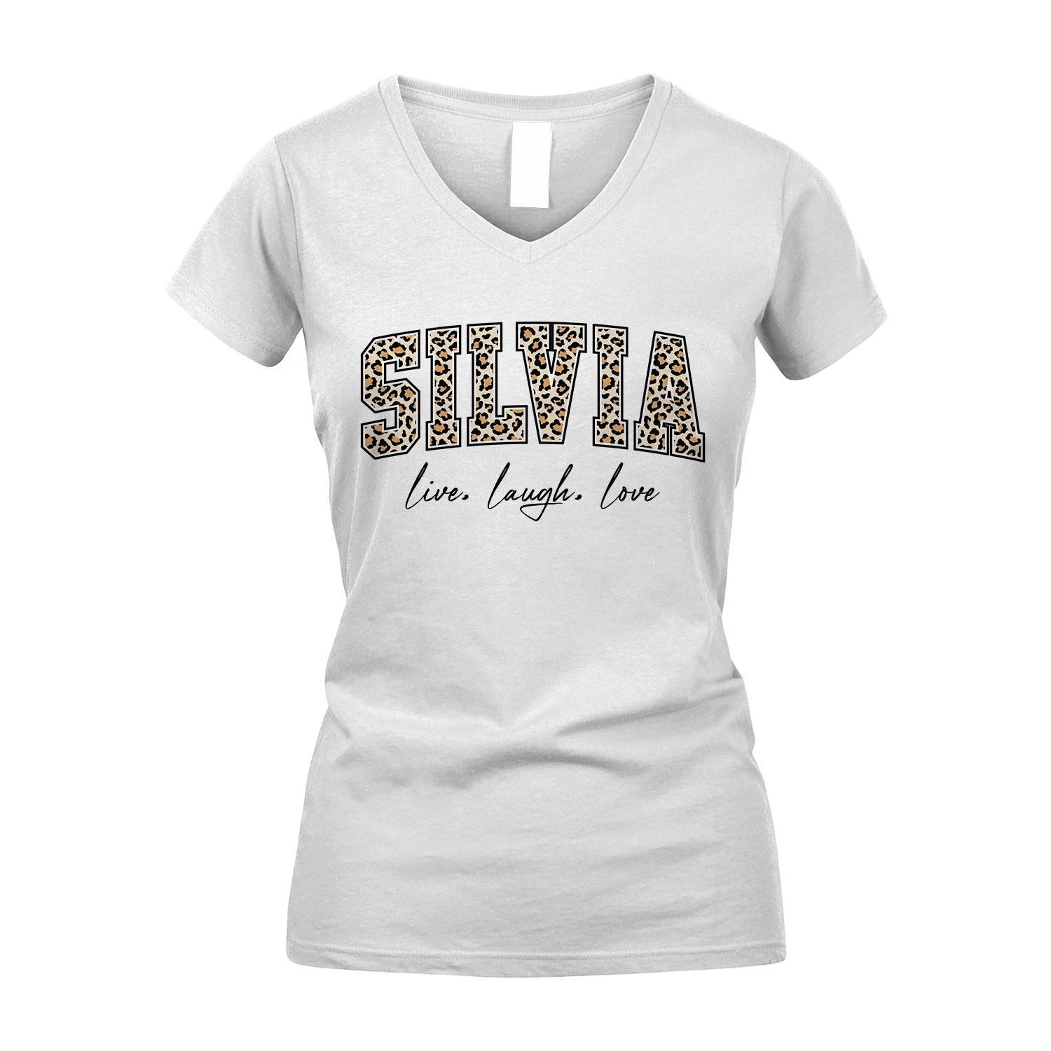 Live Laugh Love Custom Name With Leopard Pattern Shirt SILVIA M1-13