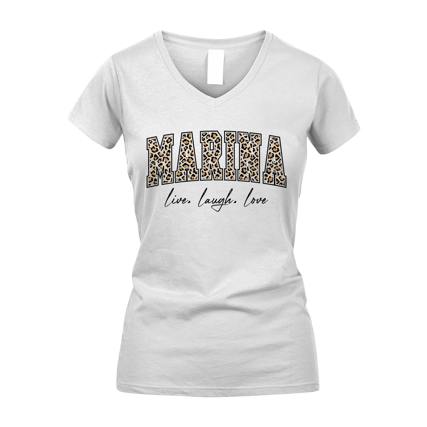 Live Laugh Love Custom Name With Leopard Pattern Shirt MARINA M1-13