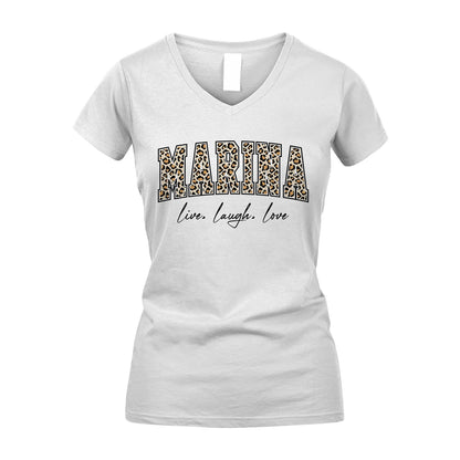Live Laugh Love Custom Name With Leopard Pattern Shirt MARINA M1-13