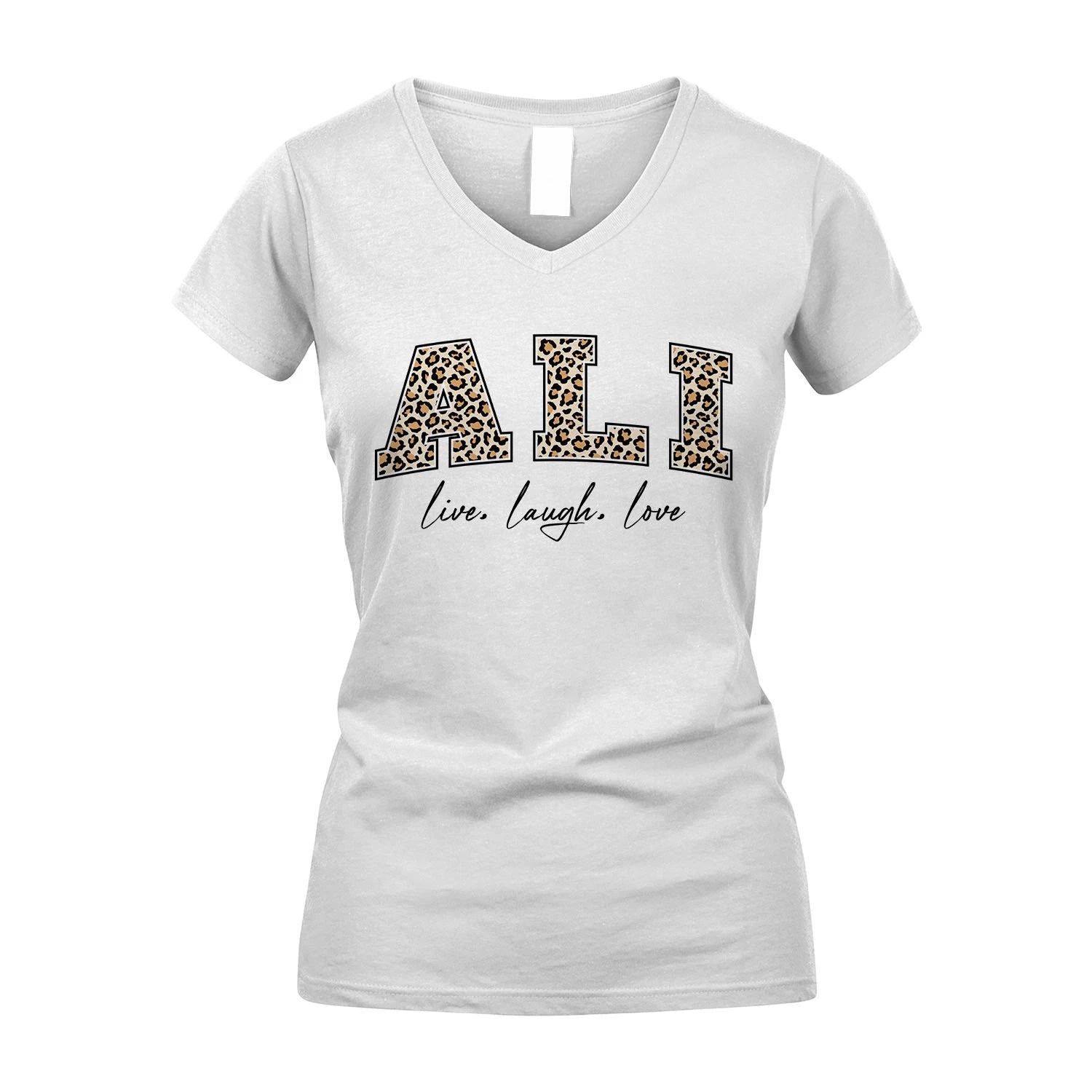 Live Laugh Love Custom Name With Leopard Pattern Shirt ALI M1-13