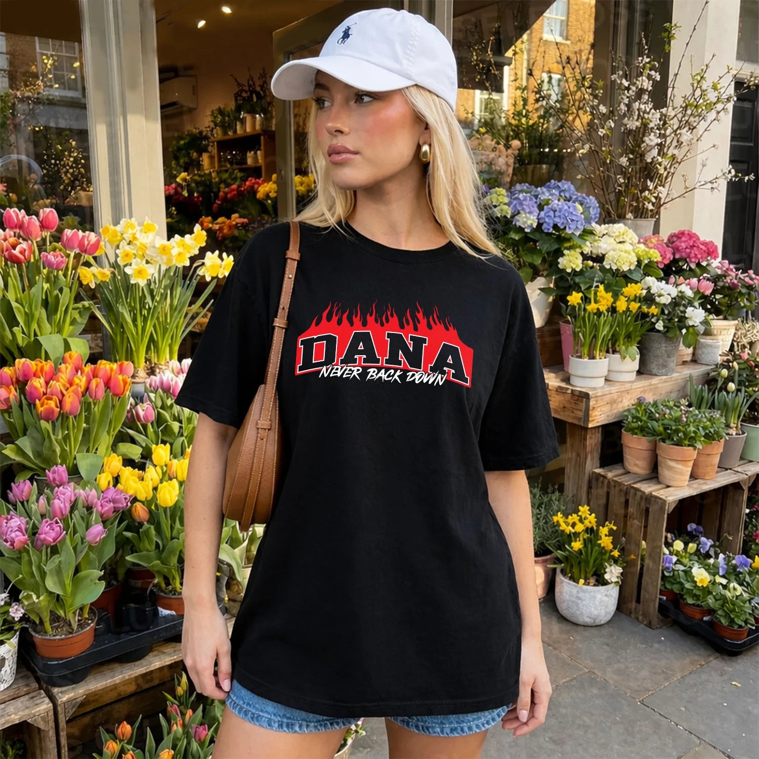 Never Back Down Your Name With Fire Shirt DANA M1-37