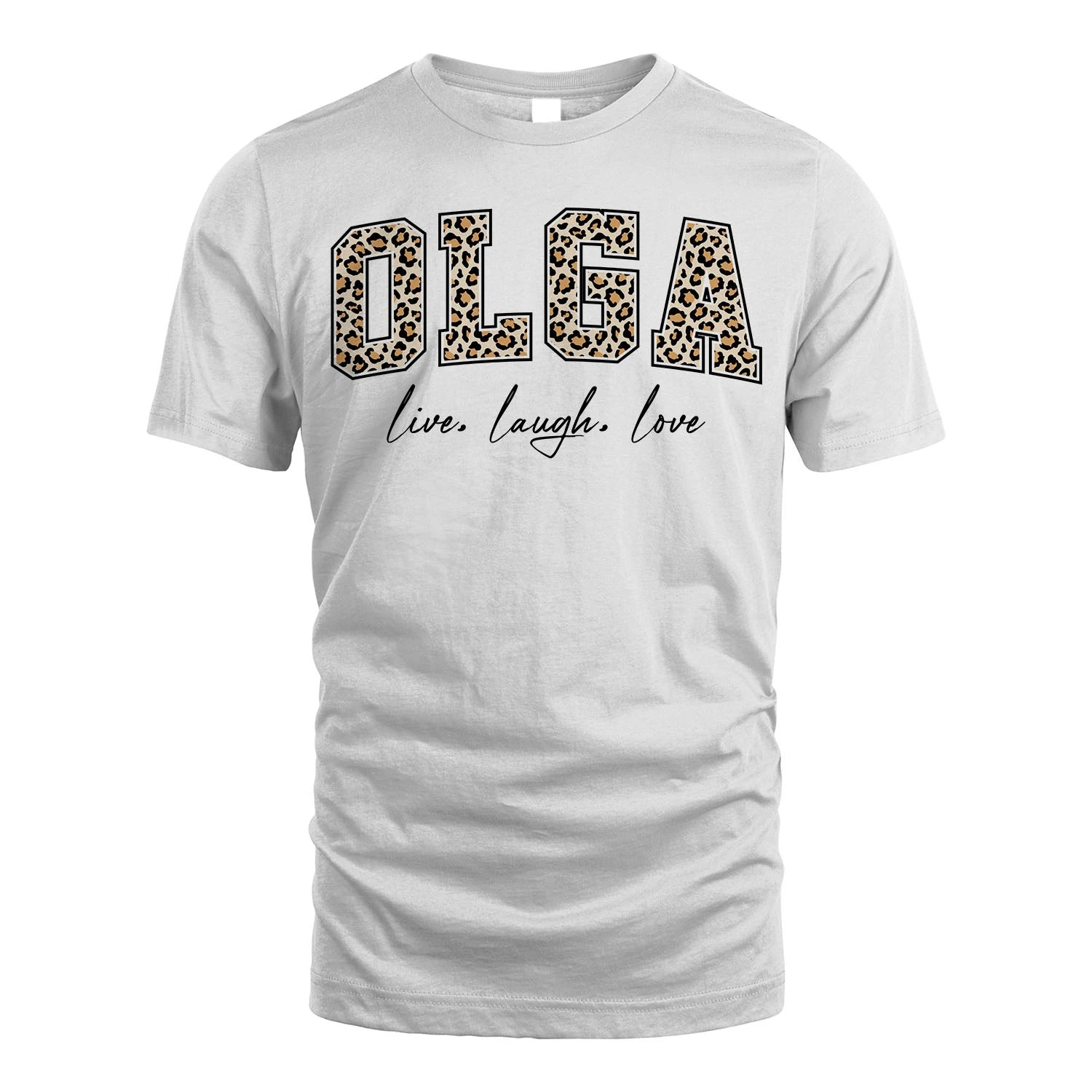Live Laugh Love Custom Name With Leopard Pattern Shirt OLGA M1-13