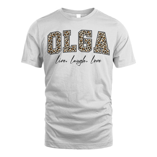 Live Laugh Love Custom Name With Leopard Pattern Shirt OLGA M1-13