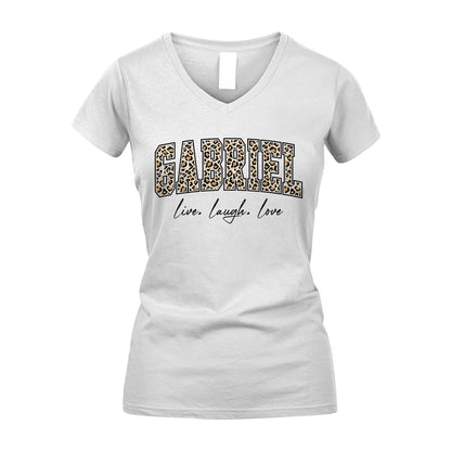 Live Laugh Love Custom Name With Leopard Pattern Shirt GABRIEL M1-13