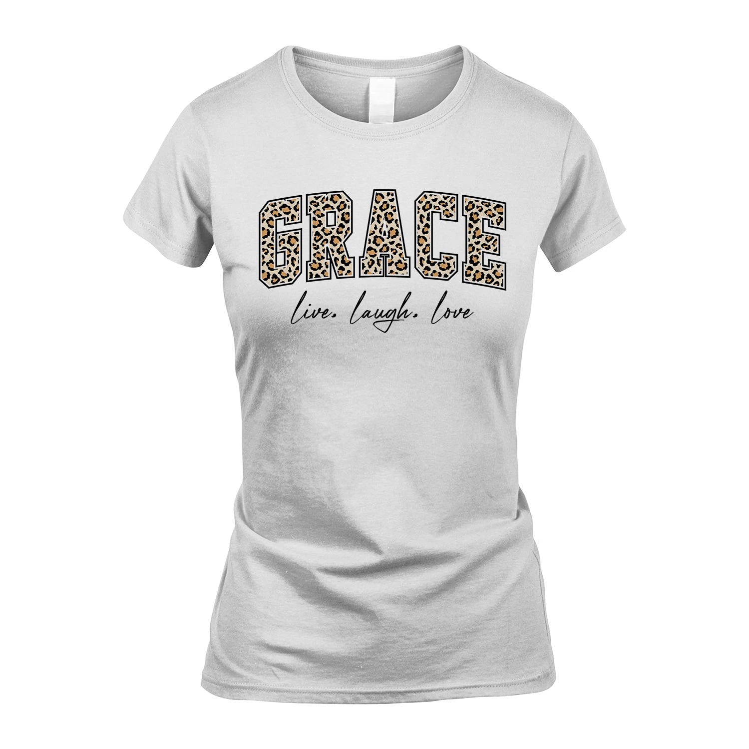 Live Laugh Love Custom Name With Leopard Pattern Shirt GRACE M1-13