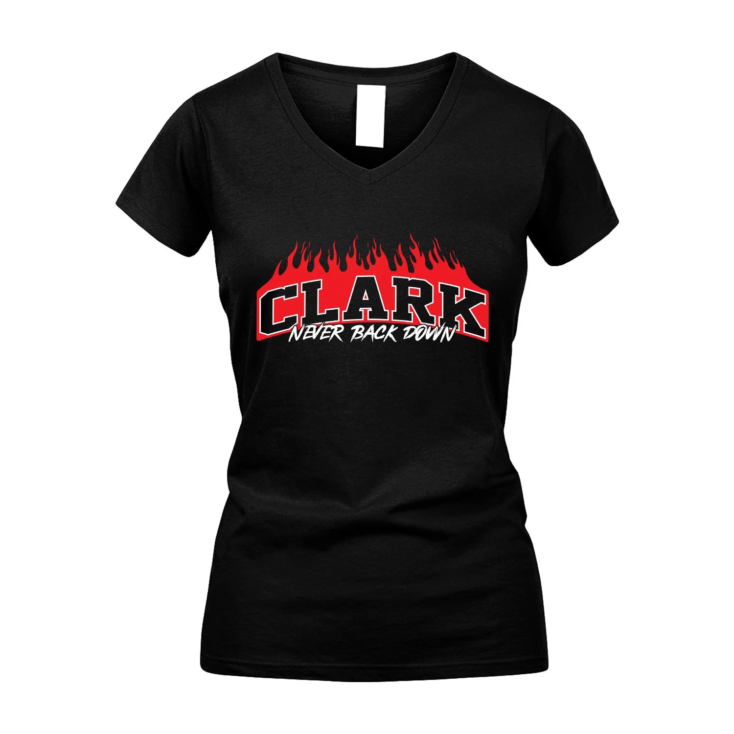 Never Back Down Your Name With Fire Shirt CLARK M1-37
