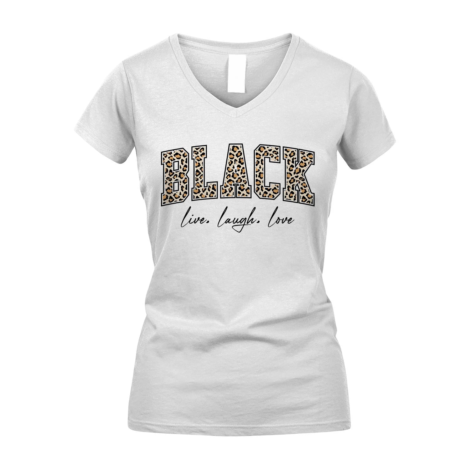 Live Laugh Love Custom Name With Leopard Pattern Shirt BLACK M1-13