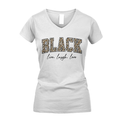 Live Laugh Love Custom Name With Leopard Pattern Shirt BLACK M1-13