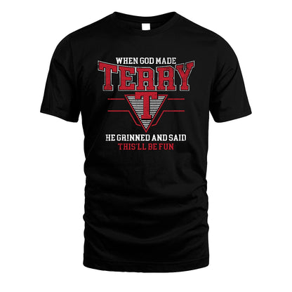 When God Made Your Name He Grinned And Said This'll Be Fun Baseball Shirt TERRY M1-29