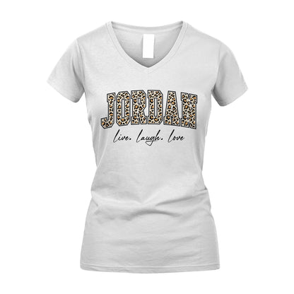 Live Laugh Love Custom Name With Leopard Pattern Shirt JORDAN M1-13